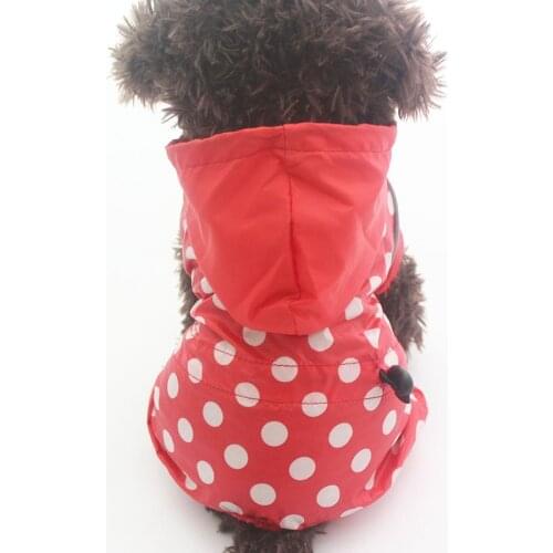 Pet Dog Raincoat Jumpsuit Polka Dot Pet Puppy Coat Jacket Waterproof Clothes 5 sizes