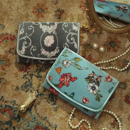 French Retro Jewelry Packaging Bag Travel Portable Stud Earrings Ring Necklace Organize Pouch Woman Accessories Storage Supplies