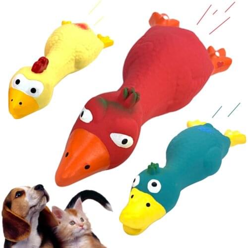 Natural Rubber Dog Toy Chicken Pet Latex Vocal Screaming Toys Cat Bite Vocal Bird Squeak Chew Duck Puppy Chew Toy Tooth Cleaning