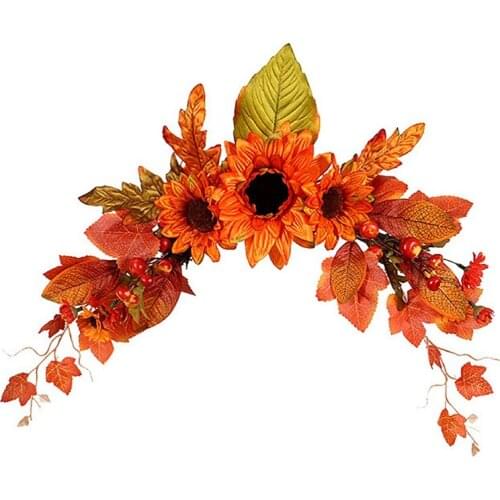 Artificial Sunflower Swag for Front Door Wall Hanging Wreath for Home Arch Door Wall Wedding Thanksgiving Decoration