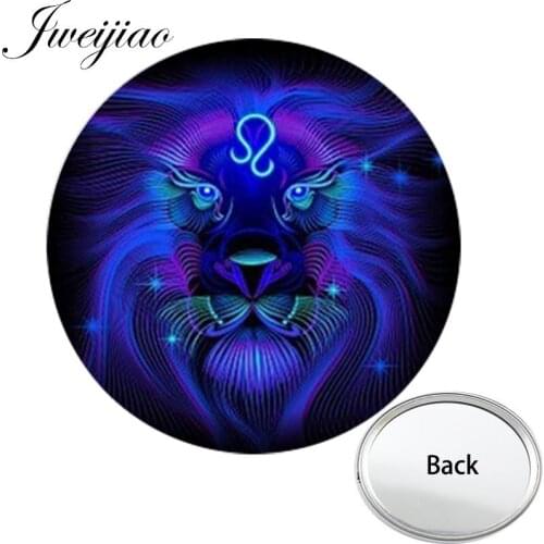 Youhaken 12 Zodiac Horoscope Leo Art Photo Symbol One Side Mini Pocket Mirror Makeup Hand Travel Purse Mirror For Birthdays Gift