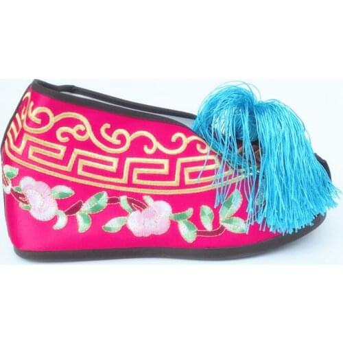 Chinese Peking Opera shoes Women Embroidered shoes Increase within 6cm Ancient Beijing