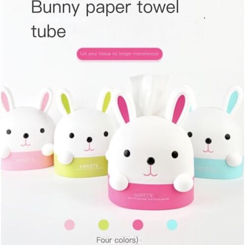 Tissue Box Cute Cartoon Rabbit Storage Box Portable Desktop Decorate Roll Paper Box Home Kitchen Restaurant Supplies