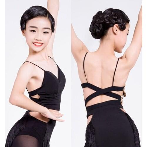 2020 Girls Latin Dance Costumes Latina Practice Top Leopard Cha Cha Salsa Rumba Sumba Costume Backless Dance Outfits JL1020