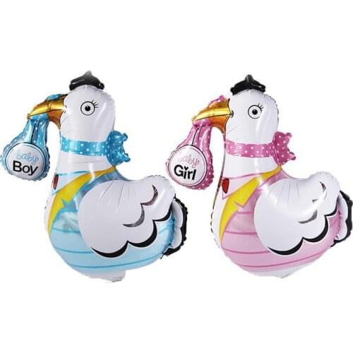 Lovely Baby Shower Balloons Crane Baby Boy Baby Girl 100 Days Birthday Party Decorations Helium Foil Balloons Kids Toys Large