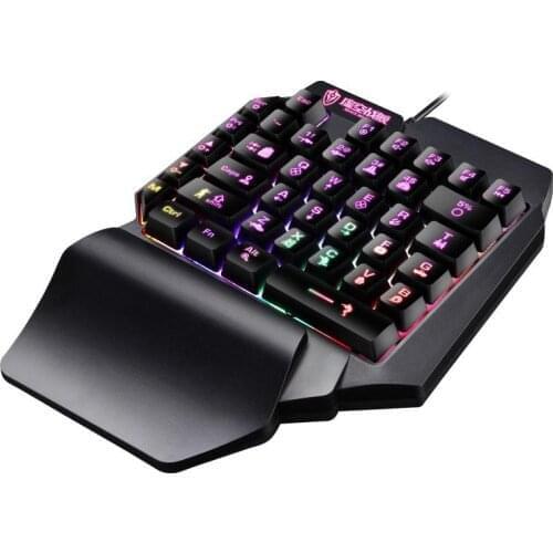Mini Gaming Keyboard Mobile Tablet One-handed Wired Game Keypad for LOL PUBG CF Game Colorful Backlight Keyboard Gamer