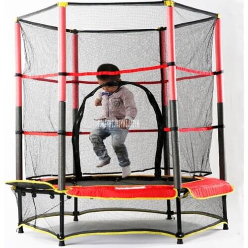 MK-55 Childrens Safe Trampoline Household Round Bounce Bed With Protective Net Bouncing Jumping Bed Indoor Fitness Equipment