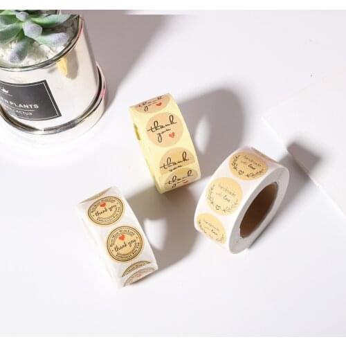 Round "thank you/handmade with love" Stickers seal labels 500 Labels stickers scrapbooking for Package stationery sticker
