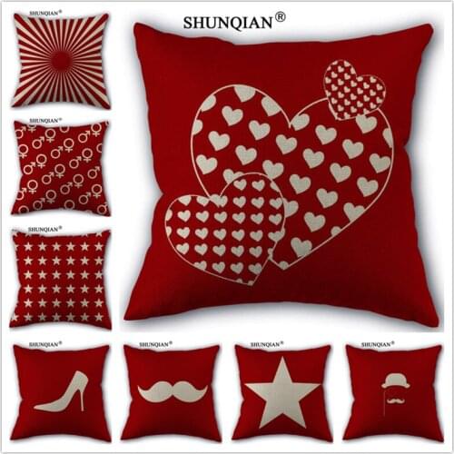 WJY425 Modern red style pillowcases Custom Linen Cotton Pillowcase 45x45cm pillow Cover Pillow Cases Best Gift