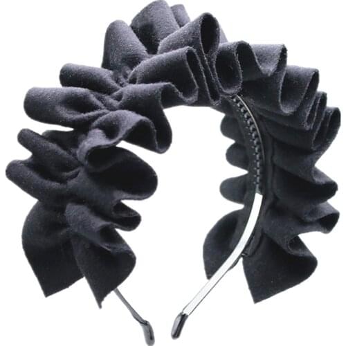 2021AB new spring and summer style ruffle band ponte cotton fabric full girls headbands matching dress