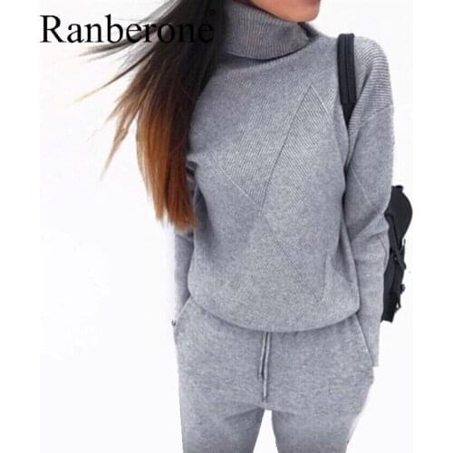 New Women Sport Sets Fitness Running Jogging Suit Autumn Long Sleeve Gym Sportswear High Neck Tops Long Pants Womens Tracksuit