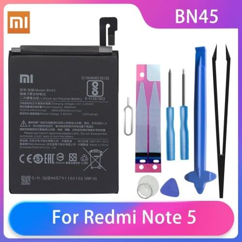Original Xiaomi Redmi Note 5 Phone batteries BN45 High Capacity Rechargeable Xiaomi Phone Battery 4000mAh Free Tools Phone AKKU