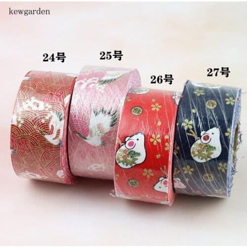 Kewgarden Printed Flower Cotton Layering Cloth Ribbon 1-1/4" 1.5" 30mm 40mm DIY Bowknot Corsage Handmade Tape Webbing 10 Meters