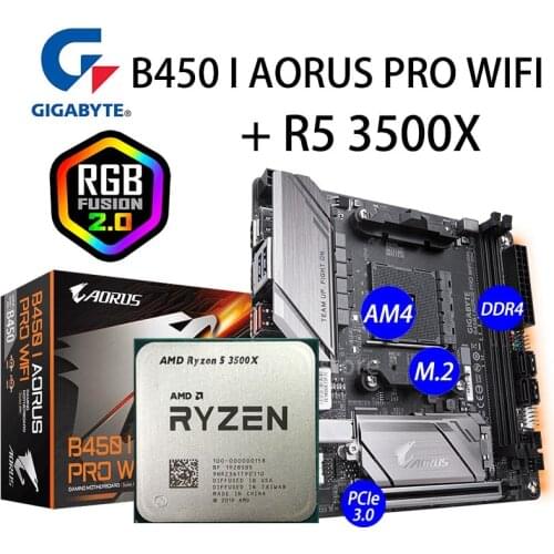 CPU AMD Ryzen 5 3500X + Gigabyte B450 I AORUS PRO WIFI Motherboard Set AM4 3.6GHz 4.1GHz B450 Placa-Mãe AM4 R5 3500X HDMI NEW