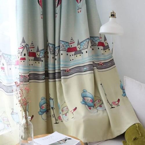Blackout Curtains For Kids Bedroom Cartoon Printed Linen Tulle Curtain For Child Living Room Curtains Modern Voile Sheer Drapes