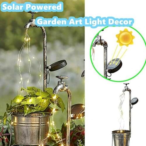 LED Flowerpot Lamp Solar Powered Rustproof LED Garden Art Light Pot for Yard Watering Can Decor Flowerpot Lawn Walkway Light
