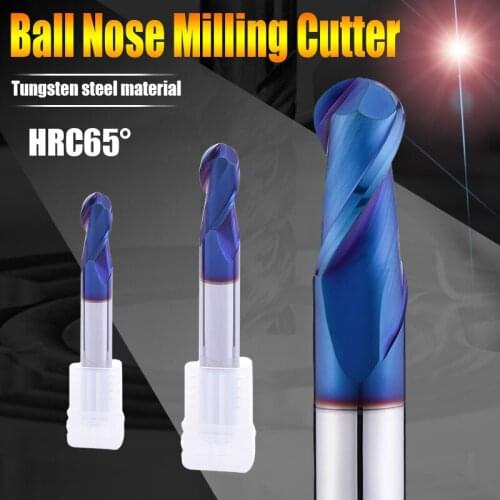 HRC65 CNC tools R2mm R3mm R4mm R6mm Blue Nano Coating hard alloy ball end mills carbide tungsten steel milling cutter for metal