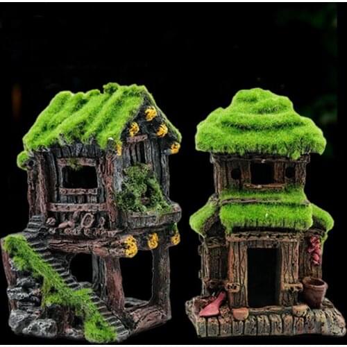 Aquarium decoration simulation house fish tank landscape decoration antique building building fish and shrimp shelter