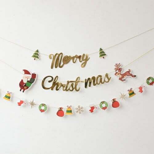 Christmas Tree Ornaments 2021 New Paper Pull Flag Christmas Decoration Hotel Window Decoration Door Decoration Pendant