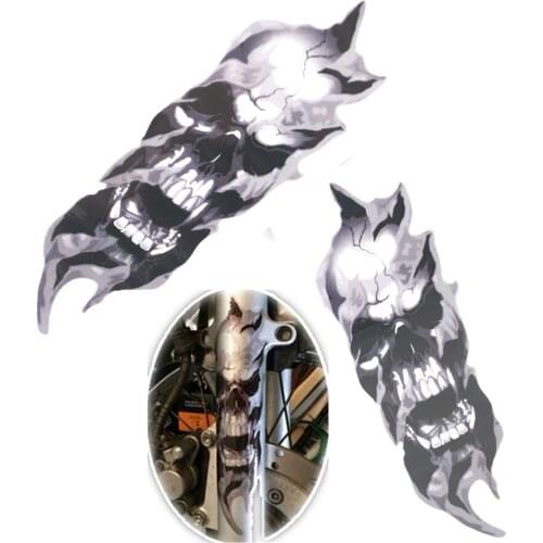 Universal Motorcycle Front Fork Skull Decals Graphic Stickers For Harley Davidson Sportster Softail Dyna Electra Glide
