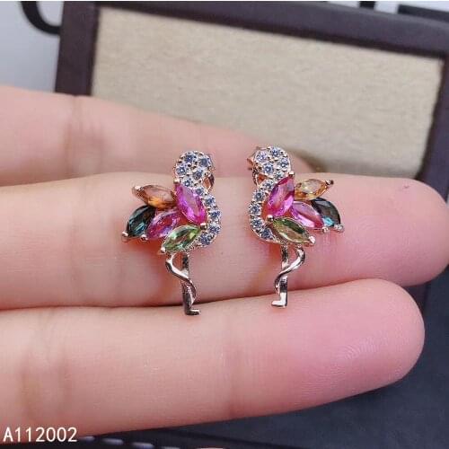 KJJEAXCMY fine jewelry natural Tourmaline 925 sterling silver women earrings new Ear Studs support test trendy