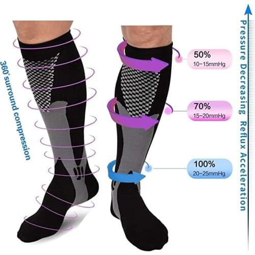 48 Styles Men Women Compression Socks Fit For Sports 15-20 Mmhg Varicose Veins Unisex Outdoor Sports Black Compression Socks