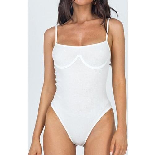 Women Sexy Ribbed Romper Sleeveless Spaghetti Straps Bodycon Bodysuit Playsuit Solid Color Rompers Fashion Jumpsuits Clothing