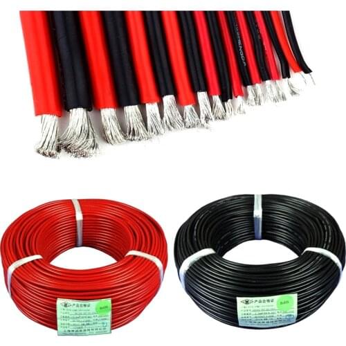 10Meters Heatproof Soft Silicone Wire 30AWG 28AWG 24AWG 20AWG 18AWG 14AWG 12AWG 5m Red 5m Black for RC Multirotor Airplane