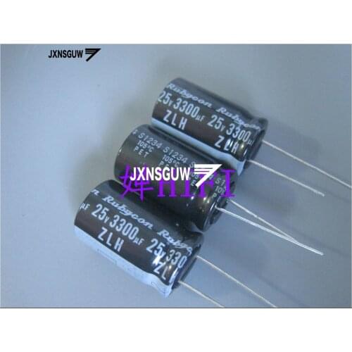 10PCS NEW RUBYCON ZLH 25V3300UF 16X25MM Aluminum electrolytic capacitors 3300uF/25v 105 degrees 3300UF 25V