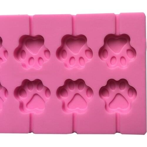 12-Cavity 12-Cavity DIY Cat Claw Shape 3D Silicone Lollipop Mold Candy Chocolate Gummy Fondant Mould Puppy Dog Paw Soap Bakeware