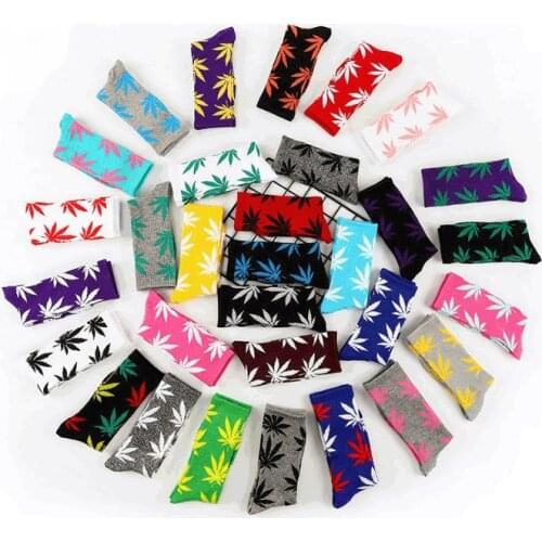 3 Pairs/lot Men Women Cotton Socks Maple Hemp Leaf Pattern Soft Business Ins Stockings Street Wear Style Hip Hop Funny Pattern