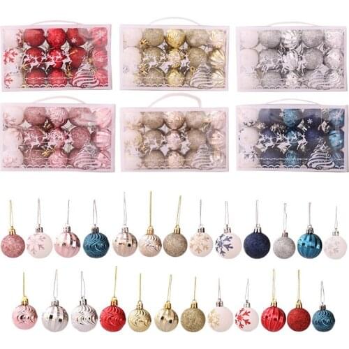 30pcs 4cm Christmas Tree Balls Pendant Ornaments Colorful Plastic Hanging Ball Home Christmas Party Decoration New Year Gift