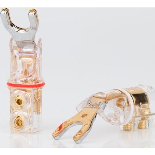 4Pcs SY1524(G) WBT Style Hifi Audio Y Spade Connector Plug Terminal Plug For Loudspeaker Cable