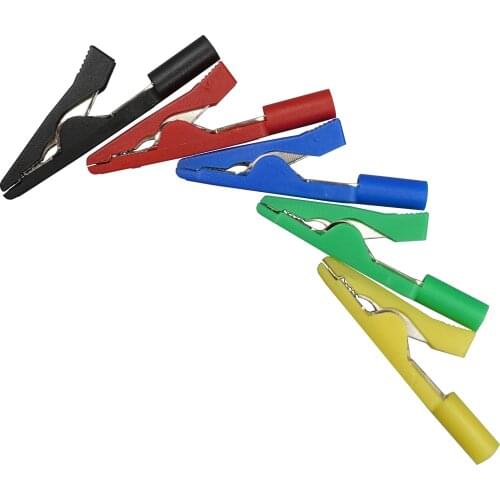 5Pcs Multi Color Insulation Mini Alligator Clip Crocodile Test Clip to 2mm Banana Jack For Multimeter
