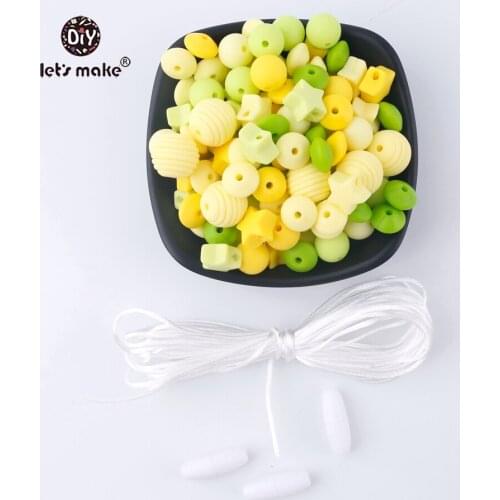 Lets Make 50pcs Screw Thread Carved Shaped Silicone Teether Beads Set Cute Star Can Chew DIY Beads Nursing Baby Teether