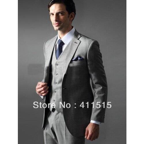 Free shipping cheap the popular suits for 2013 custom a made gray suits for wedding groom wear tuxedos men dress