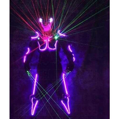 Free shipping mens light up LED tron costume led light costume glow in the dark performance wear Festival rave party