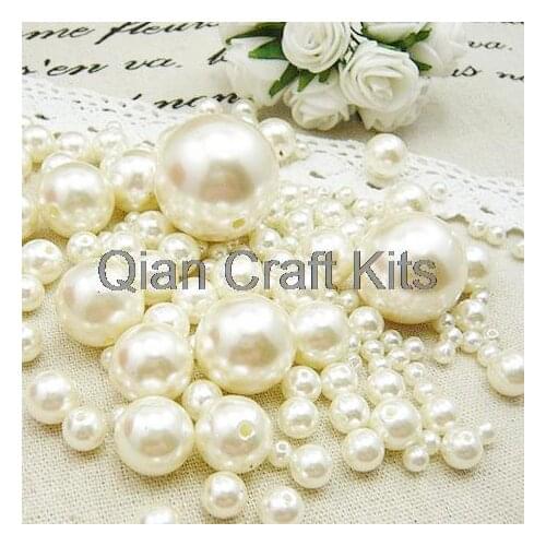 250pcs mixed sizes 4mm-14mm Ivory or white Pearls Faux Imitation Plastic Beads Wedding Centerpiece Vase Filler decor Jewelry