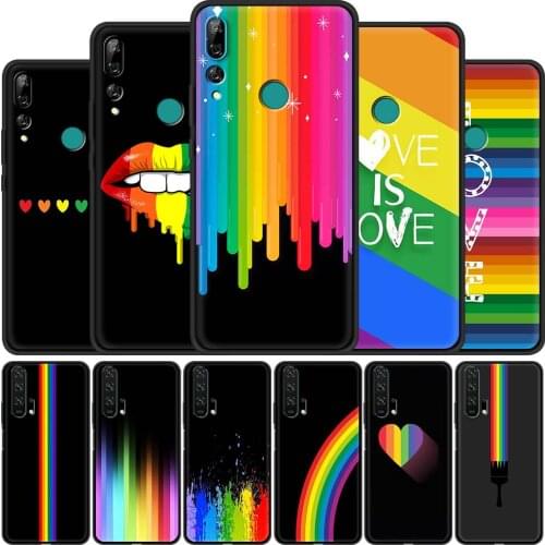 Soft Phone Case For Huawei P30 P40 Lite E P Smart Z Y6 2019 2021 P20 Pro Honor 20 9X Play 9A Cover Funda LGBT Rainbow Pattern