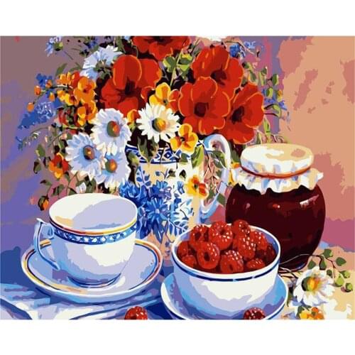 DIY Digital Painting By Numbers Package wild strawberries oil painting mural Kits Coloring Wall Art Picture Gift frameless