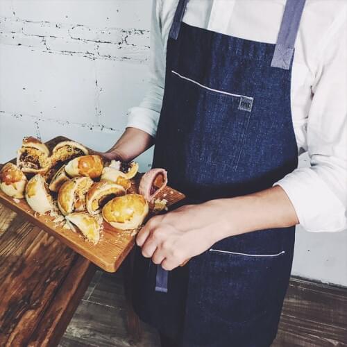 Denim apron overalls Korean fashion kitchen restaurant coffee shop men and women