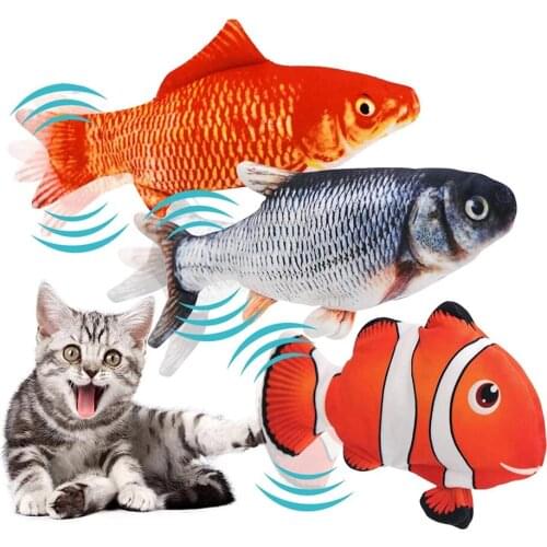 Electric Flopping Fish Moving Cat Kicker Fish Toy Realistic Floppy Fish Wiggle Fish Catnip Toys Plush Interactive Funny Cat Toys