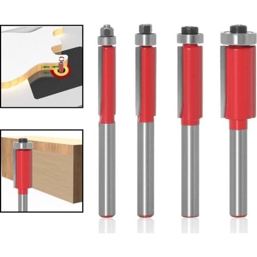 6mm 1/4" Shank Straight Router Bit With Bearing for Wood Trimming And Carving Bit Tungsten Carbide Woodworking Milling Cutter