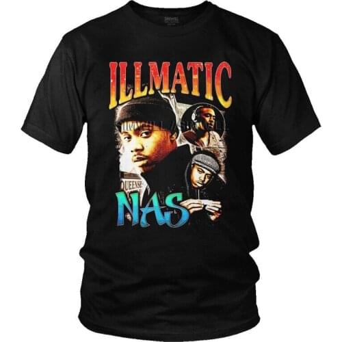 Personality Nas Illmatic T Shirt Men Short Sleeved Pure Cotton T-shirt Vintage Rapper Hip Hop Tee Top Streetwear Tshirt Clothing