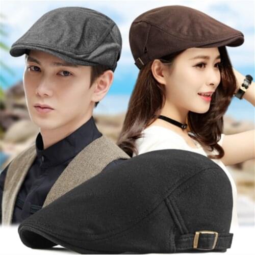 Cotton Adjustable Newsboy Caps Men Woman Casual Beret Flat Ivy Cap Soft Solid Color Driving Cabbie Hat Unisex Black Gray Hats