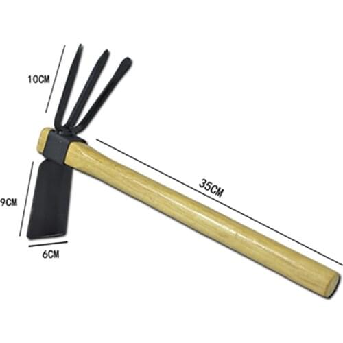 Digging Hoe with Two Head Gardening Planting Digger Excavator Wooden Handle Portable Garden Hand Tool Steel Hot