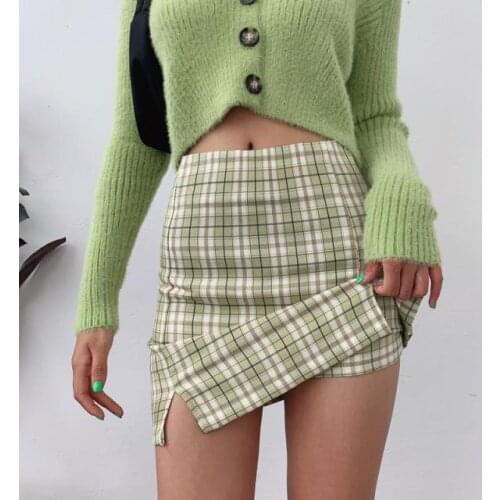 Harajuku Skirt Hip Skirt Short Summer Skirts High Waist Short Skirt Plaid Skirt Wrap Skirt Bodycon Skirt Basic Skirt Sexy Skirt