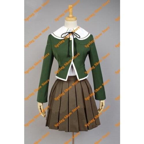 Danganronpa Fujisaki Chihiro Custom Made Green&Brown Uniform Anime Cosplay Costume