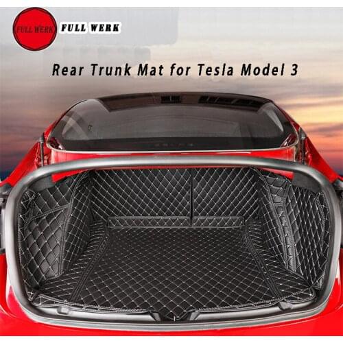 Leather Car Styling Rear Trunk Mat Main Pad Cushion Protector for Tesla Model 3 Interior Accessories