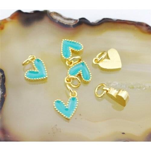 7mm 30pcs/lot Fashion enamel charm jewelry, exquisite blue heart enamel pendant, bracelet/necklace accessories wholesale